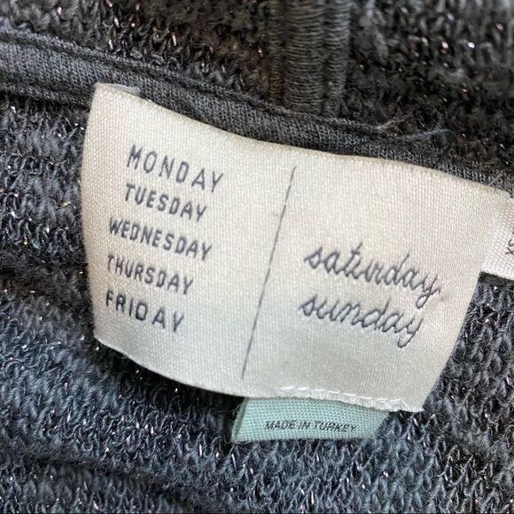 Anthropologie Saturday Sunday Metallic Knit Ingleside Gray Open Front Cardigan - Picture 6 of 7